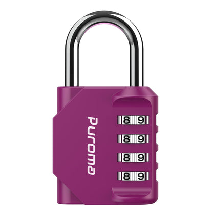 Puroma 2 Pack Combination Lock 4 Digit Padlock for School Gym Locker, Sports Locker, Fence, Toolbox, Case, Hasp Storage (Black & Code Window)