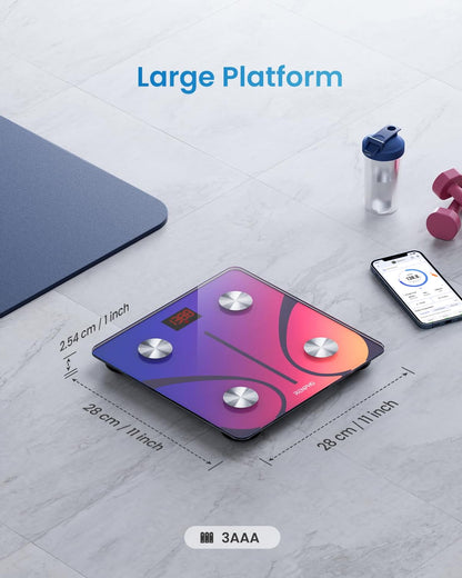 RENPHO Smart Scale for Body Weight, Tempered Glass Bathroom Digital Scale with BMI, Body Fat, Bluetooth Fitness Equipment Sync with Apps Accurate for Weight Loss, Home Use, 400 lbs – Elis 1