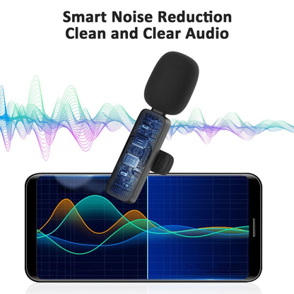 MAYBESTA Wireless Mini Microphone for iPhone, Android Phone - 2 Pack Lavalier Lapel Mic for Audio Video Recording - Clip on Content Creator Microphones for YouTube Tiktok Podcast Vlogging