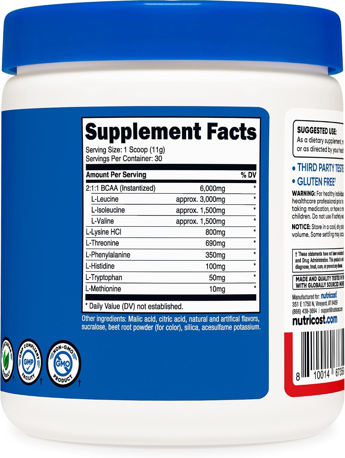 Nutricost EAA Powder 30 Servings (Fruit Punch) - Essential Amino Acids - Non-GMO, Gluten Free, Vegetarian Friendly (Pack of 2)