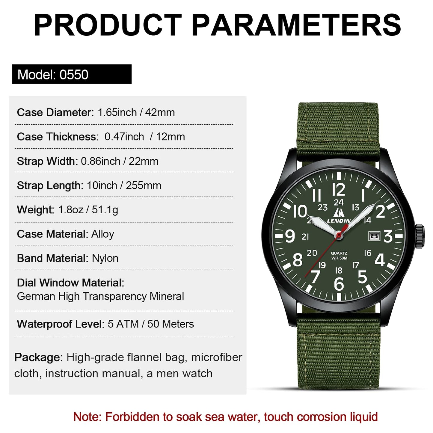LN LENQIN Mens Watches Unisex Military Sport Nylon Strap Stylish Luminous Fashion Analog Quartz Watch for Men Waterproof Army Tactical Casual Wristwatch