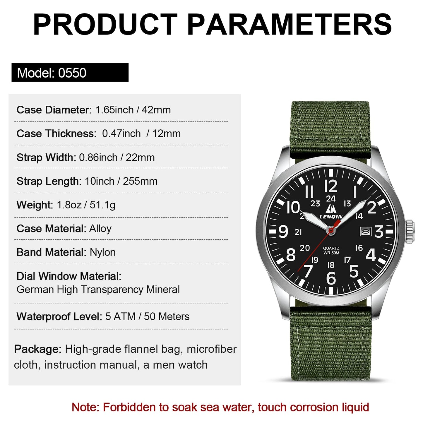 LN LENQIN Mens Watches Unisex Military Sport Nylon Strap Stylish Luminous Fashion Analog Quartz Watch for Men Waterproof Army Tactical Casual Wristwatch