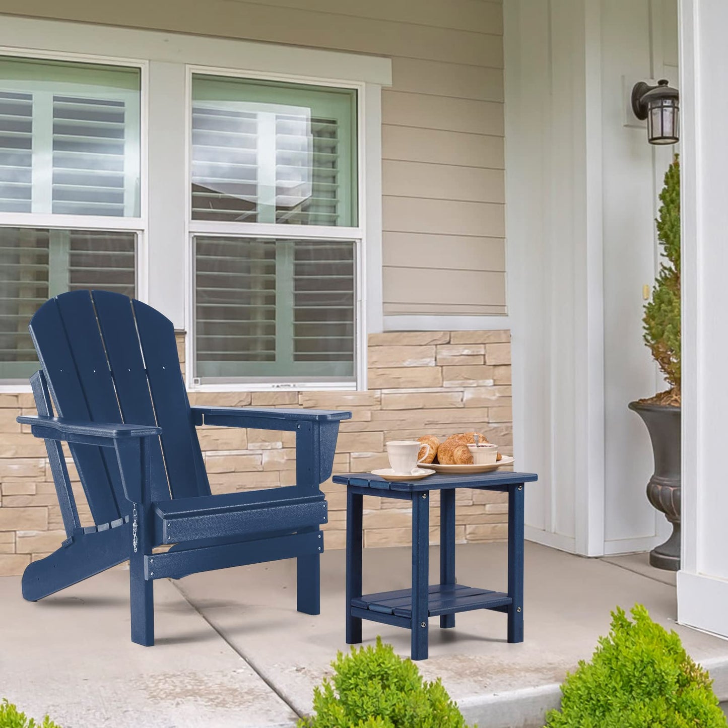 Apolimi Adirondack Outdoor Side Table, 2-Tier Sturdy Patio End Table Weather Resistant, 16.5" Solid Side Table for Patio, Pool, Porch