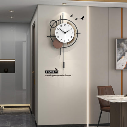 Wall Clock Decorative Large Modern Wall Clock Silent Non-Ticking Battery Operated Gold Unique Pendulum Clock for Living Room,Bedroom,Office,Kitchen,Bathroom,Wall Decor 13.8x21.9in