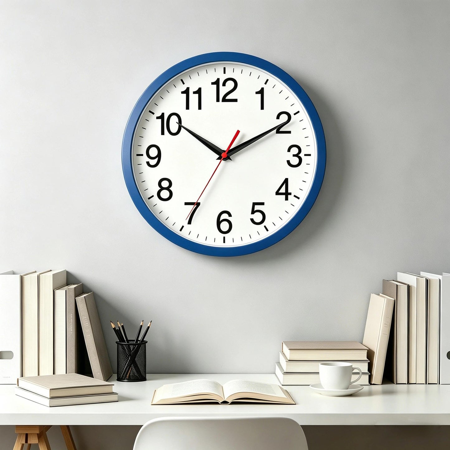 Rohioue Wall Clock Modern 8 Inch Battery Operated Silent Non Ticking Small Analog Clock for Living Room Office Home Bedroom Kitchen Bathroom(Black)