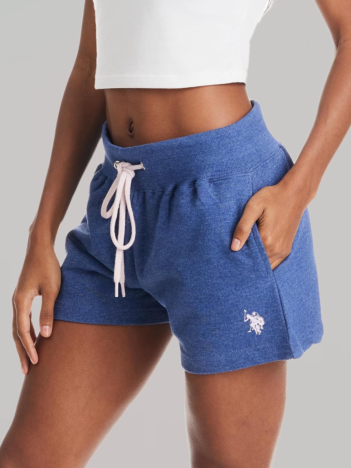 U.S. POLO ASSN. French Terry Sweat Shorts for Women, Comfy Poly-Cotton Lounge Shorts for Women with Pockets