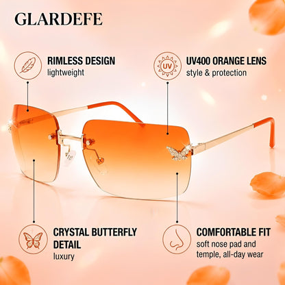 Y2k Sunglasses for Women - Trendy Rimless 2000s Fashion Sun Glasses Rave Shades