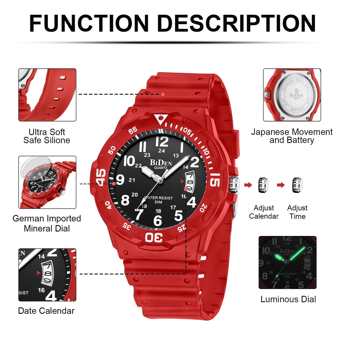 LN LENQIN Mens Watches Stainless Steel Waterproof Analog Quartz Watch for Men with Date Luminous Fashion Wristwatch