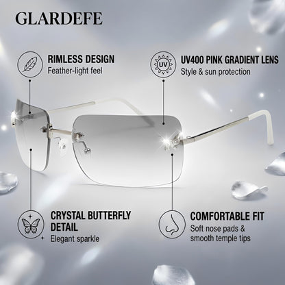 Y2k Sunglasses for Women - Trendy Rimless 2000s Fashion Sun Glasses Rave Shades
