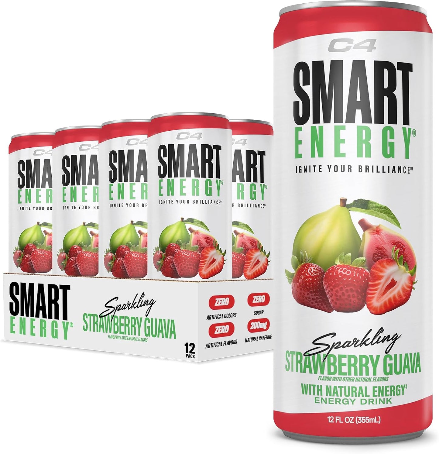 C4 Smart Energy Drinks Variety Pack, Sugar Free Performance Fuel & Nootropic Brain Booster, Coffee Substitute or Alternative, 4 Flavor Berry Breeze Variety (Pack of 24)
