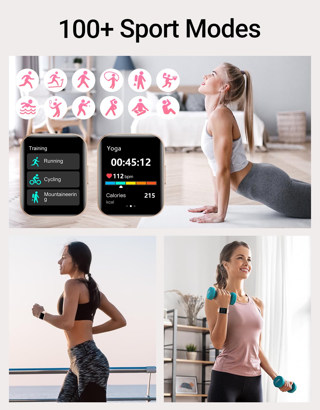 Smart Watch (Answer/Make Calls), 1.85" Smart Watches for Men Women Digital Watch Fitness Tracker with 100+ Sport Modes Heart Rate Monitor for iOS Android Phones Waterproof Black