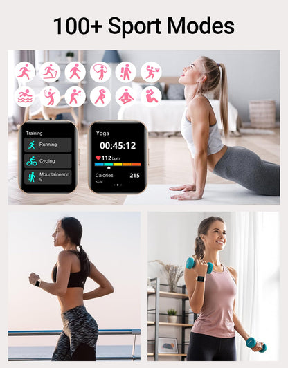 Smart Watch (Answer/Make Calls), 1.85" Smart Watches for Men Women Digital Watch Fitness Tracker with 100+ Sport Modes Heart Rate Monitor for iOS Android Phones Waterproof Black