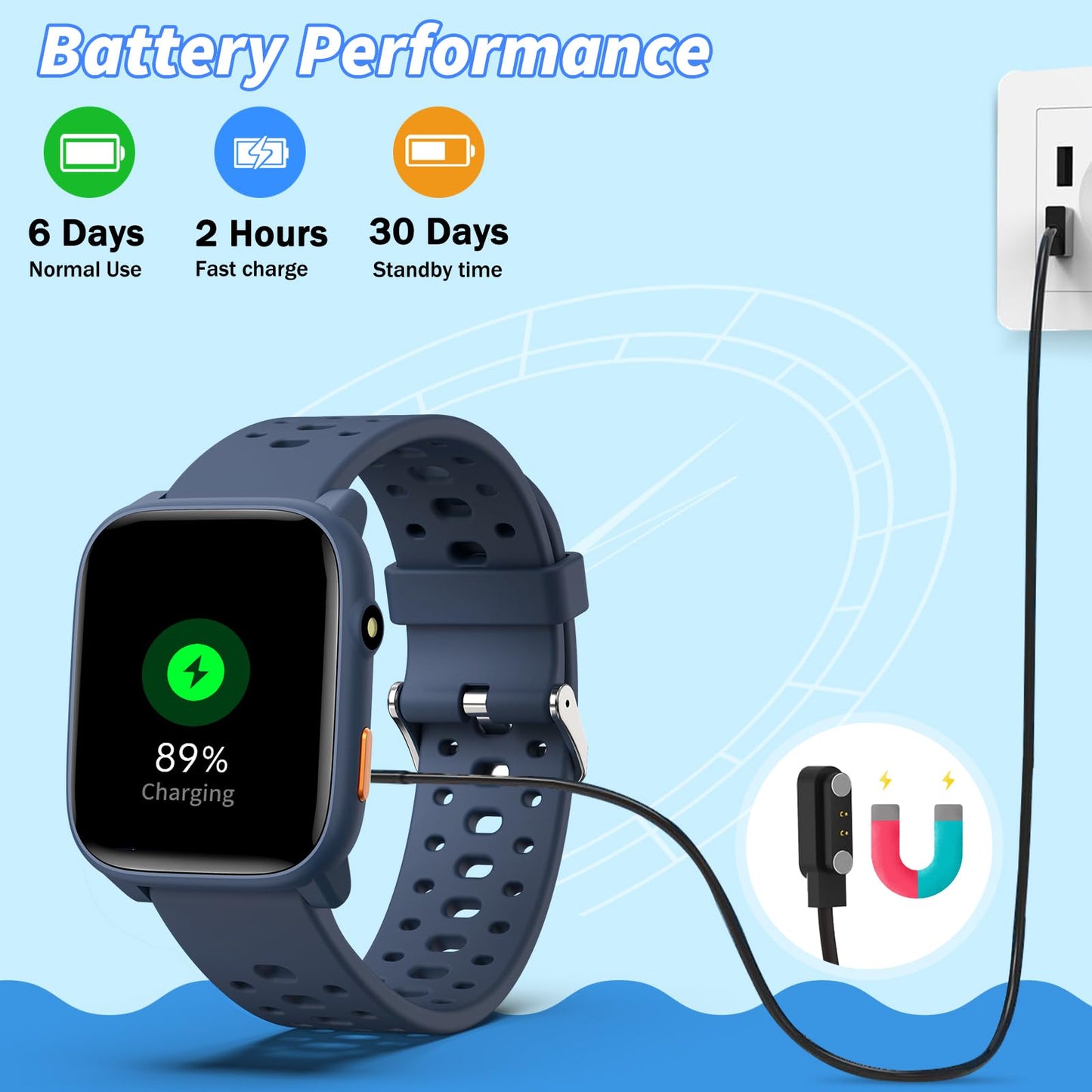 Smart Watch for Kids with 12 Puzzle Games, 1.83" Fitness Tracker Watch Heart Rate Sleep Monitor, Pedometer, Alarm Clock, Flashlight, Gift for 6-12 Year Old Boys Girls