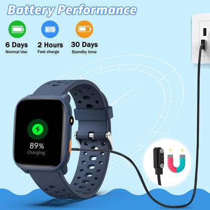 Smart Watch for Kids with 12 Puzzle Games, 1.83" Fitness Tracker Watch Heart Rate Sleep Monitor, Pedometer, Alarm Clock, Flashlight, Gift for 6-12 Year Old Boys Girls