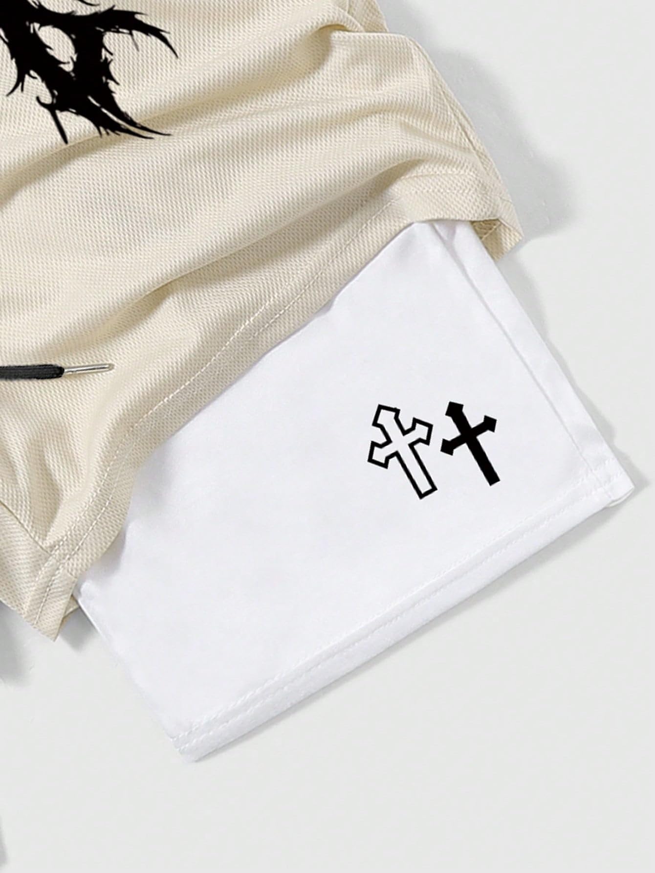 QJQ Men's 2 in 1 Goth Graphic Drawstring Elastic Waist Shorts Summer Casual Workout Athletic Gym Track Shorts