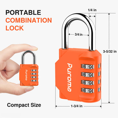 Puroma 2 Pack Combination Lock 4 Digit Padlock for School Gym Locker, Sports Locker, Fence, Toolbox, Case, Hasp Storage (Black & Code Window)