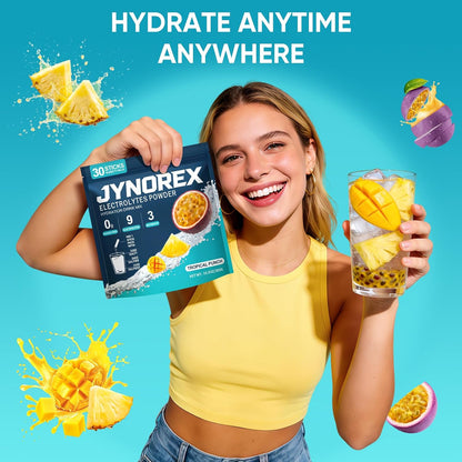 Electrolytes Powder Packets Sugar Free, 30 Sticks High Sodium Hydration Packets, Electrolyte Drink Mix with Lemon Lime Watermelon Peach Berry Kiwi Tropical Punch Lychee Cranberry, 10.5OZ