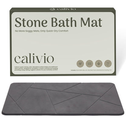 Quick Dry Shower Stone Bath Mat, Super Absorbent & Non-Slip 24 x 16 Inch Diatomaceous Earth Mat, Durable & Easy to Clean Diatomite Bath Mat for Bathroom Floor/Kitchen (River Silt)