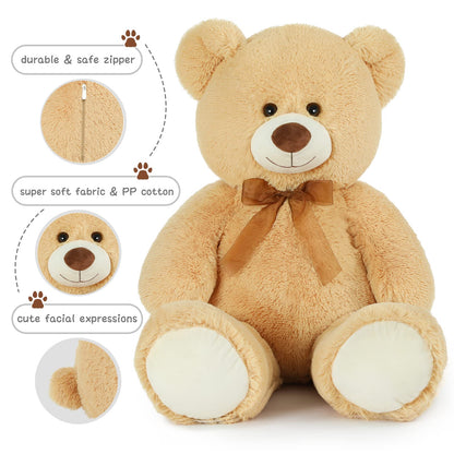 Toys Studio 47 Inch Big Teddy Bear Giant Stuffed Animal for Girls, 4 Feet Large Teddy Bear Baby Shower Party Decorations Kids Women Girlfriend Christmas Valentines Gifts, Light Brown