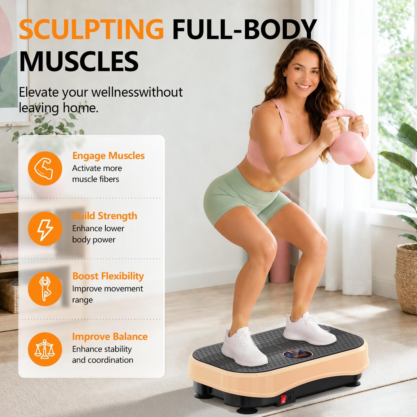 Vibration Plate Exercise Machine for Lymphatic Drainage, Full Body Shake Platform Board for Home Fitness, Fat Burning, 5 Program Modes and 99 Speed Levels