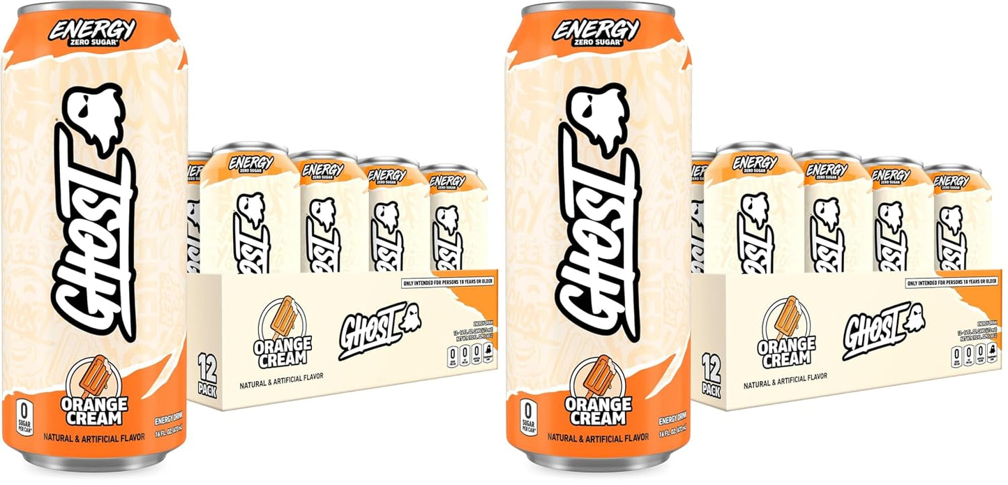 GHOST Energy Drink, Zero Sugars, 12-Pack, Cherry Limeade, 16oz | Energy & Focus Pre Workout Drink, No Artificial Colors, Gluten-Free, Vegan - 200MG Natural Caffeine, L-Carnitine, Taurine