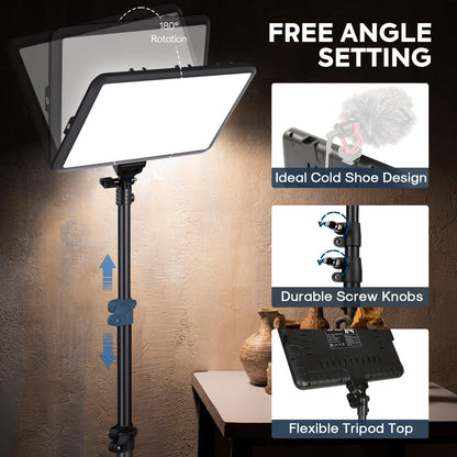 2-Pack LED Video Light Kit, NiceVeedi Studio Light, 2800-6500K Dimmable Photography Lighting Kit with Tripod Stand&Phone Holder, 73" Stream Light for Video Recording, Game Streaming, YouTube