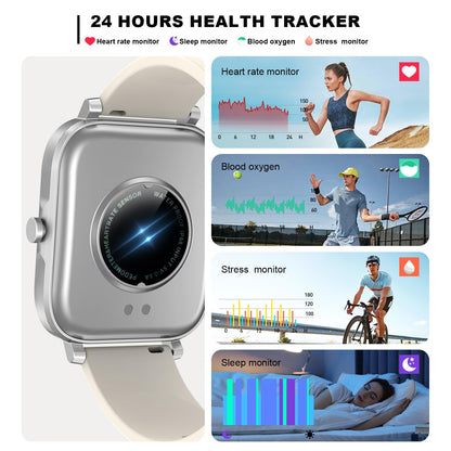 Smart Watch for Men Women Compatible with iPhone Samsung Android Phone 1.69 inch Full Touch Screen IP68 Waterproof Bluetooh Fitness Tracker Heart Rate/Sleep Monitor (Black)