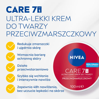 NIVEA Care Lightweight Face Cream for Daily Use, 100 ml Moisturizing Facial Cream with Vitamin E-Infused Formula for Everyday Skin Care Comfort and Everyday Use