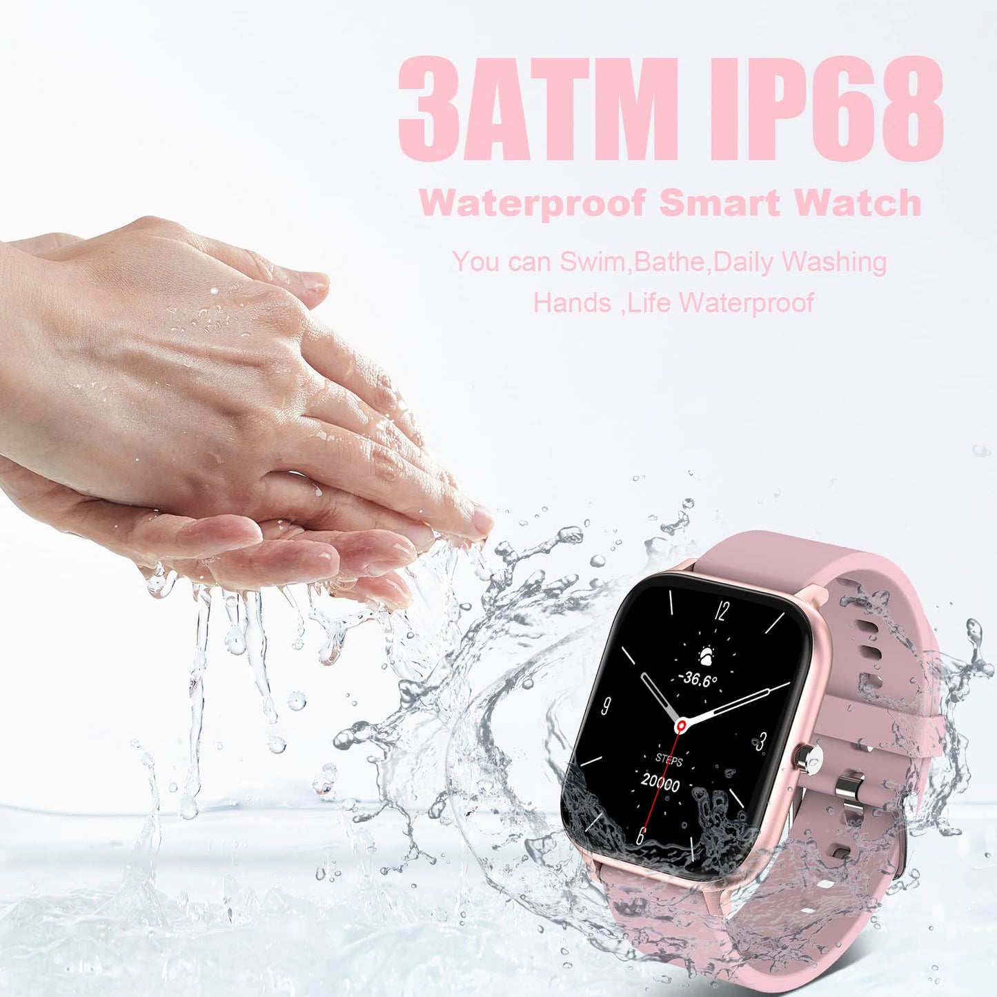 Smart Watch for Men Women Compatible with iPhone Samsung Android Phone 1.69 inch Full Touch Screen IP68 Waterproof Bluetooh Fitness Tracker Heart Rate/Sleep Monitor (Black)