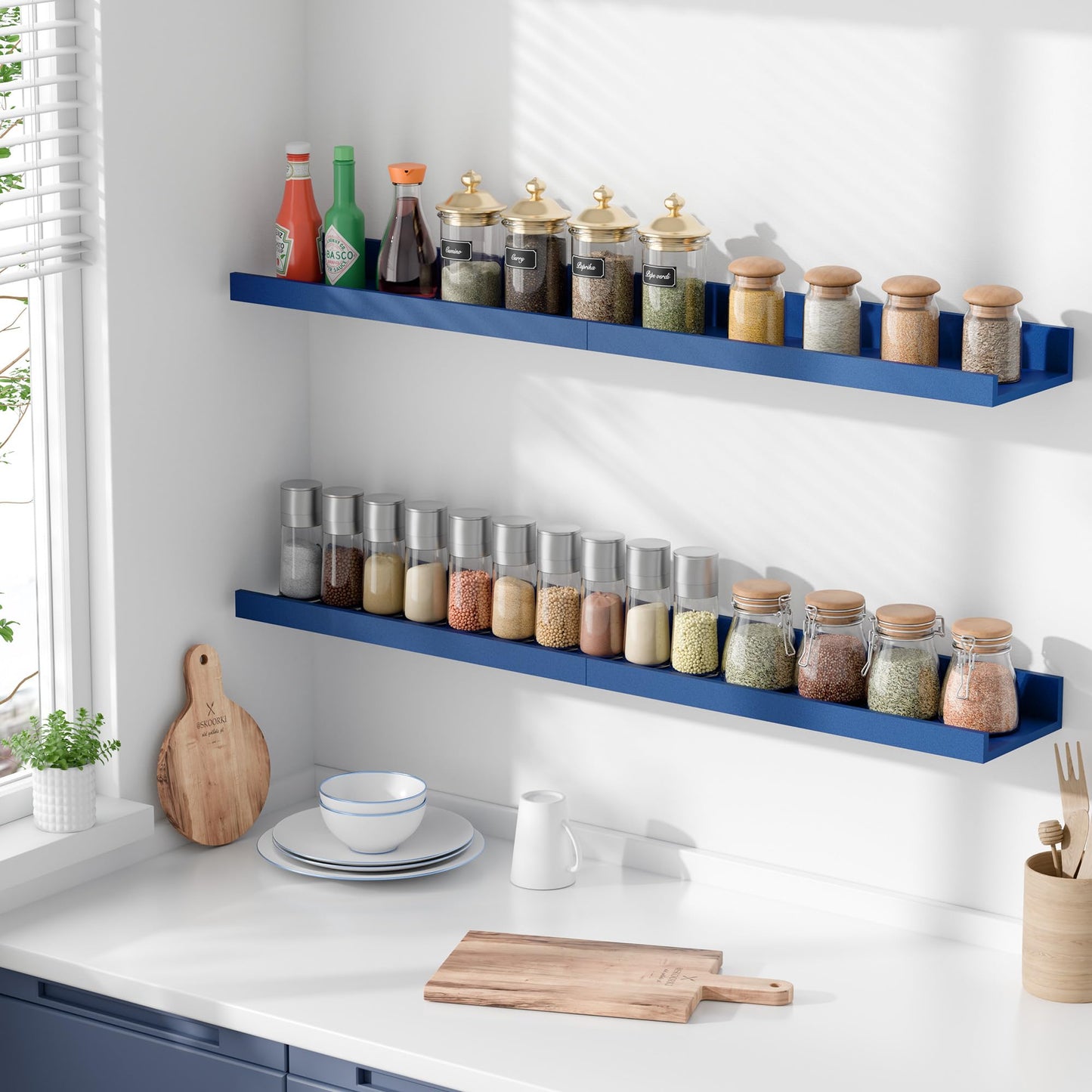 upsimples Floating Shelves for Wall, Wall Shelves for Decor Storage Set of 6, Wall Mounted Wood Shelf for Bedroom, Living Room, Bathroom, Kitchen, Picture Ledge Shelf, Black
