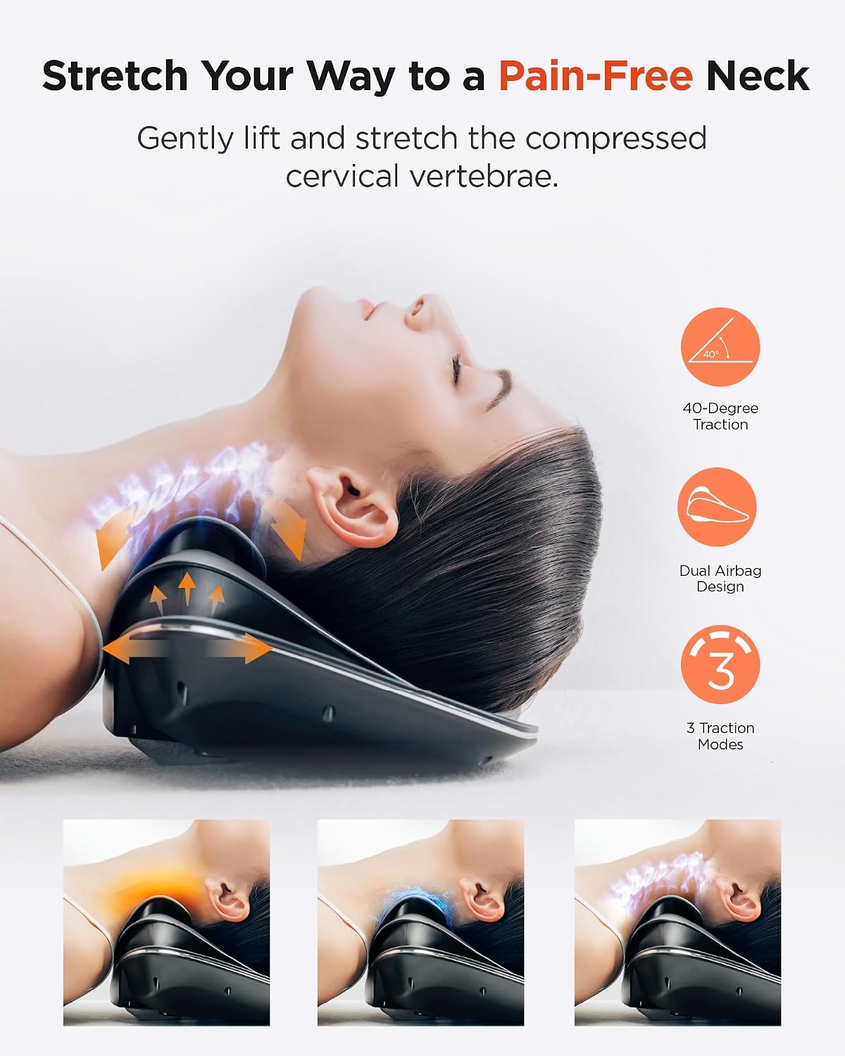 MYTREX Medi Neck Multi-Functional Cervical Traction Device, Electric Stretcher with Dynamic Stretching, 3 Modes Electrotherapy & Hyperthermia to Relieve Cervical Pain, Easy to Use