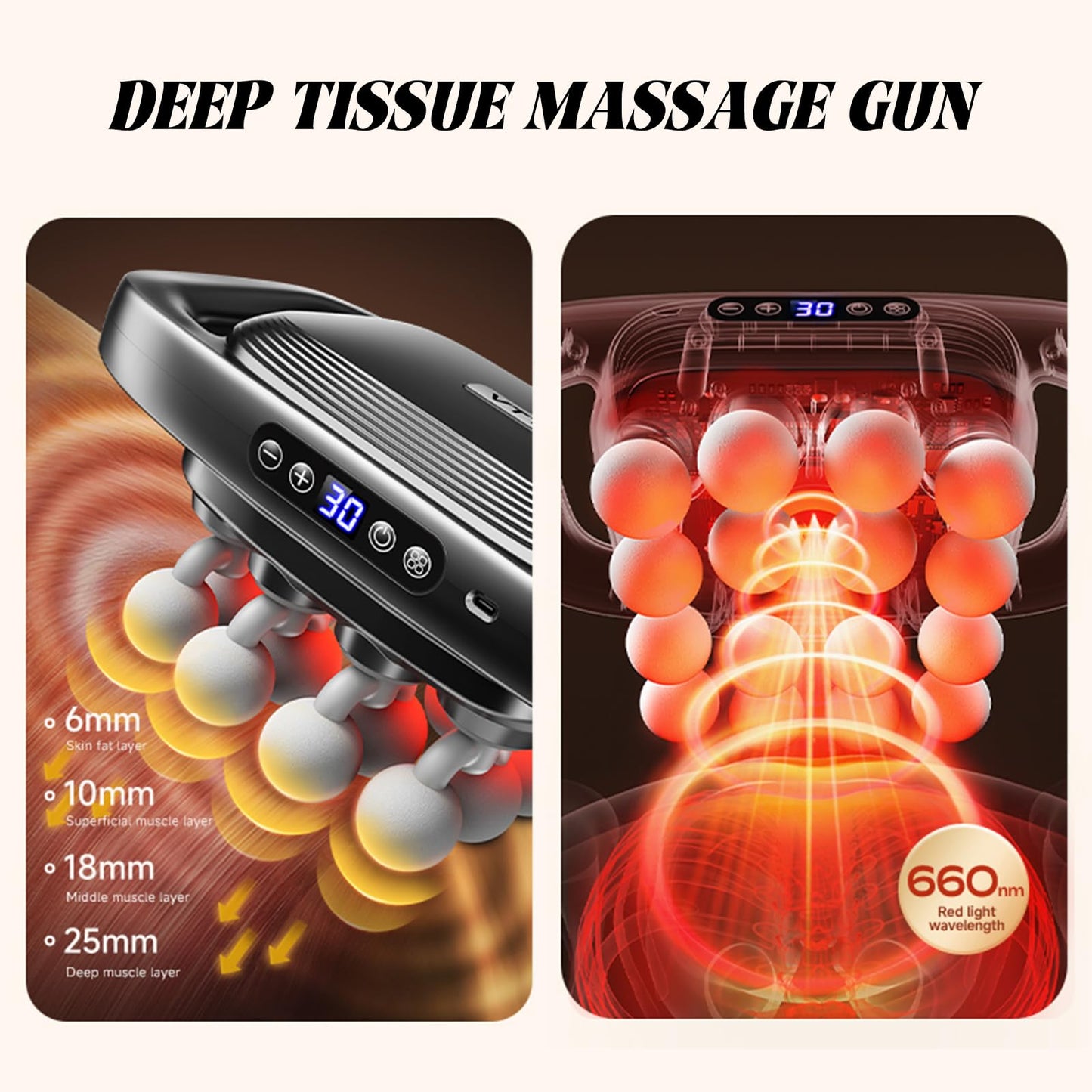 16 Head Deep Tissue Back Massager for Pain Relief, Multi Head Massager for Neck Shoulder, Massage Cushion with Red Light, Adjustable Intensity for Chair Home Office Car, Gifts for Men