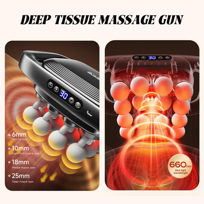 16 Head Deep Tissue Back Massager for Pain Relief, Multi Head Massager for Neck Shoulder, Massage Cushion with Red Light, Adjustable Intensity for Chair Home Office Car, Gifts for Men