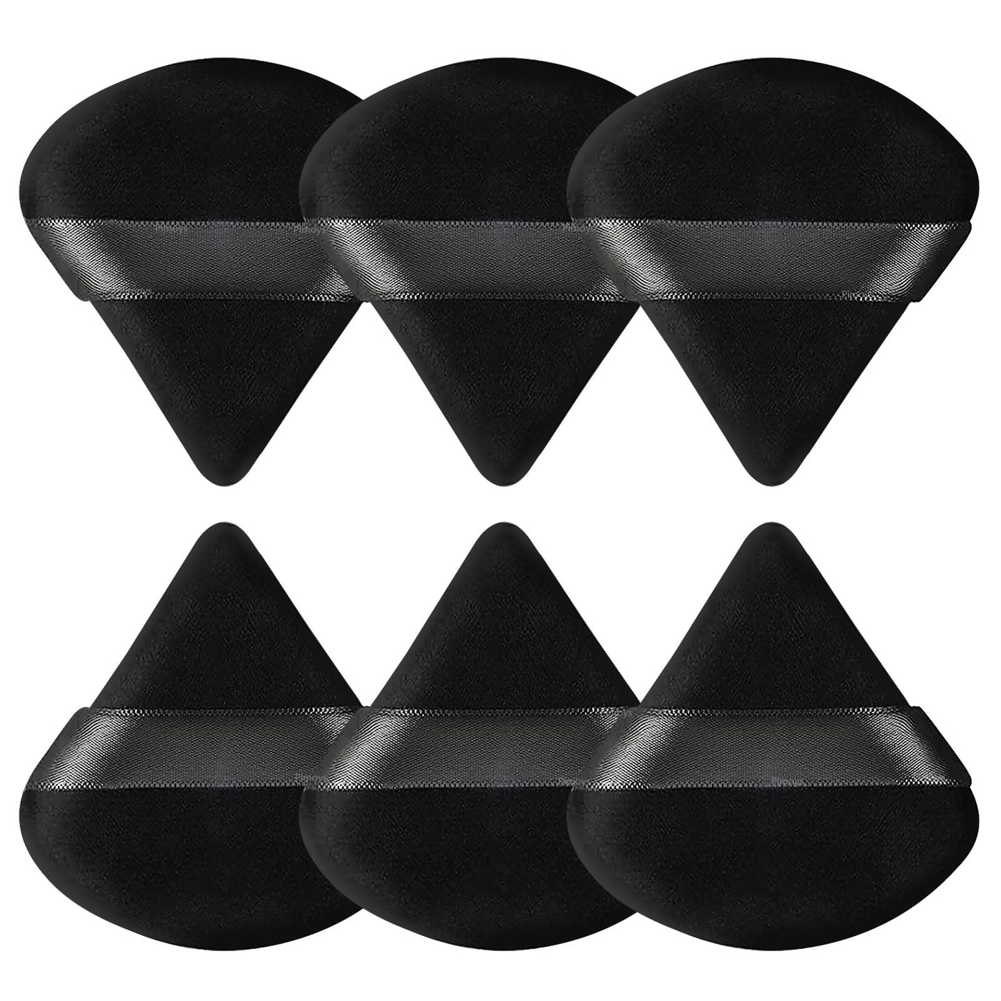 Pimoys 6 Pieces Powder Puff, Face Makeup Sponge Soft Velour Triangle Powder Puffs Beauty Sponge for Loose Powder (Black, Pink)