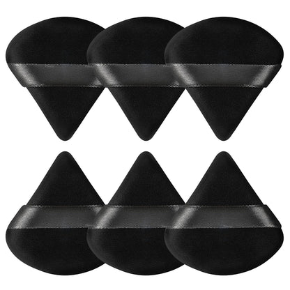 Pimoys 6 Pieces Powder Puff, Face Makeup Sponge Soft Velour Triangle Powder Puffs Beauty Sponge for Loose Powder (Black, Pink)