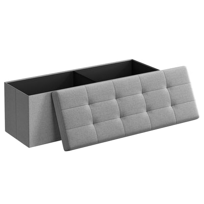 SONGMICS MAZIE Collection - 30 Inches Folding Storage Ottoman Bench, Ottoman Foot Rest, End of Bed Bench, Storage Chest, Load 660 lb, for Living Room, Bedroom, Entryway, Dark Gray ULSF47K