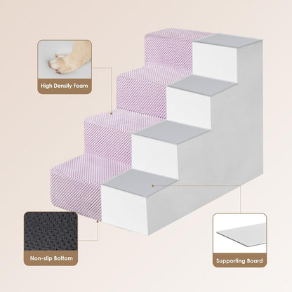 EHEYCIGA Dog Stairs for Small Dogs 13.5" H, 3-Step Dog Steps for Couch Sofa and Chair, Pet Steps for Medium Cats, Non-Slip Balanced Pet Ramp Indoor, Grey