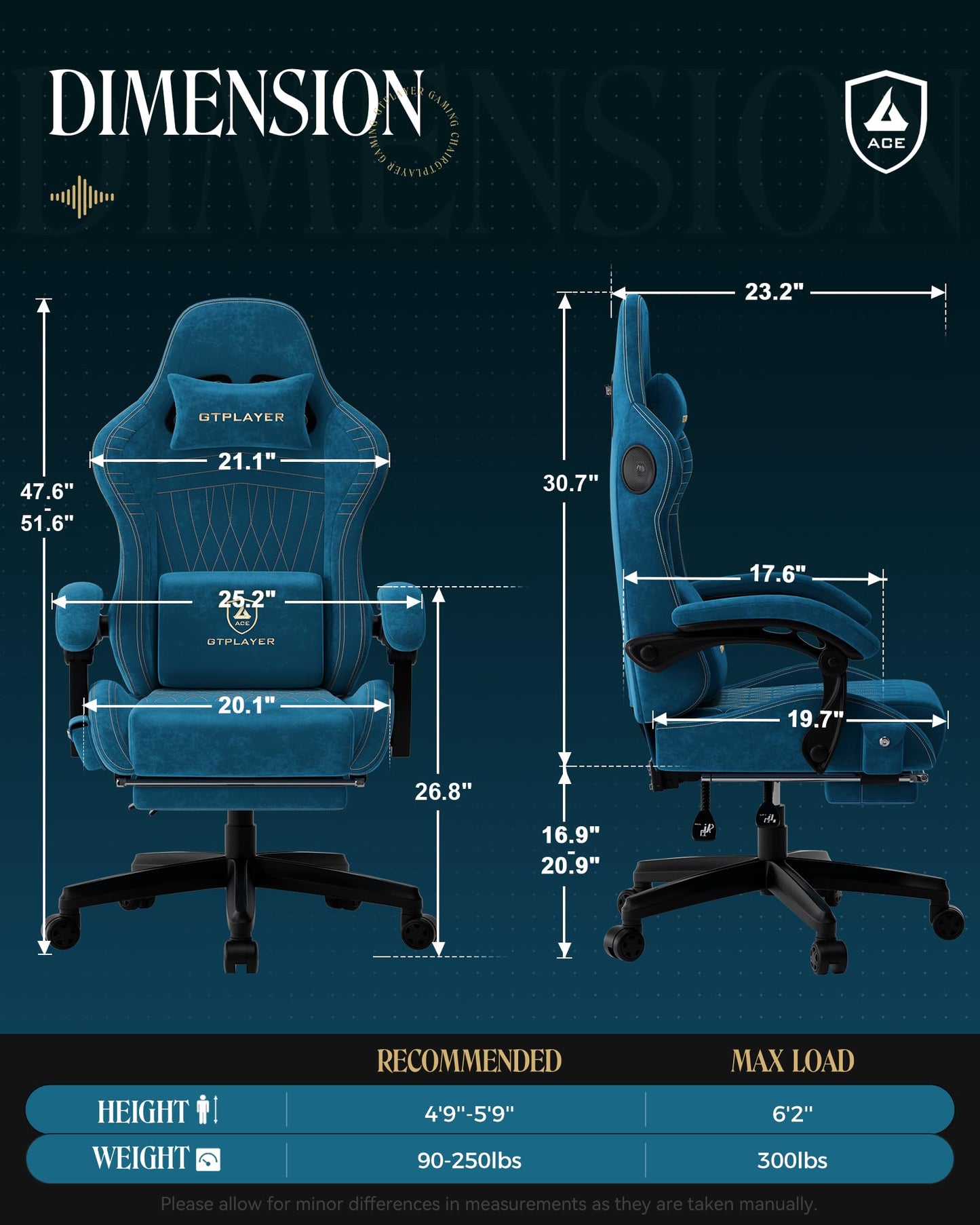 GTPLAYER Gaming Chair for Adults, Ergonomic Computer Game Chairs with Speakers, Footrest & Linkage Armrest, Reclining High Back Silla Gamer for Home Office, Ace Pro, Off-White