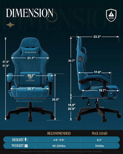 GTPLAYER Gaming Chair for Adults, Ergonomic Computer Game Chairs with Speakers, Footrest & Linkage Armrest, Reclining High Back Silla Gamer for Home Office, Ace Pro, Off-White