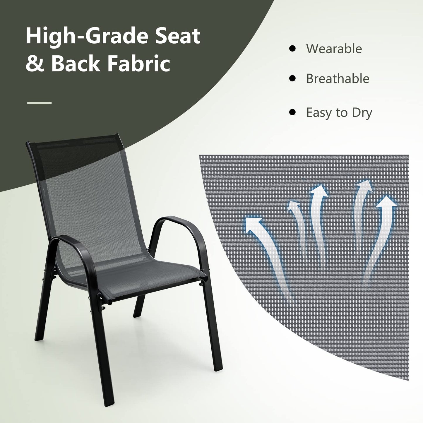 Tangkula Patio Dining Chairs Set of 4, Outdoor Stackable All Weather Heavy Duty Dining Chairs Set with Armrests, Support 330 LBS, for Poolside, Backyard, Garden, Deck, Front Porch (Brown)