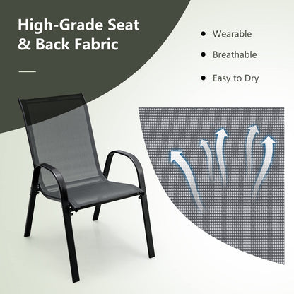 Tangkula Patio Dining Chairs Set of 4, Outdoor Stackable All Weather Heavy Duty Dining Chairs Set with Armrests, Support 330 LBS, for Poolside, Backyard, Garden, Deck, Front Porch (Brown)