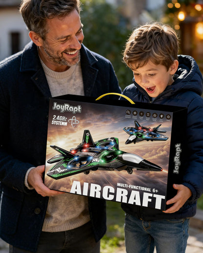 JoyRapt Form RC Plane Drones for Kids, Remote Control Airplane, Aircrafts for Boys and Girls, Jet Helicopter Drones with LED Lights 360° Flip, 4 Rechargeable Batteries (Two Pack)