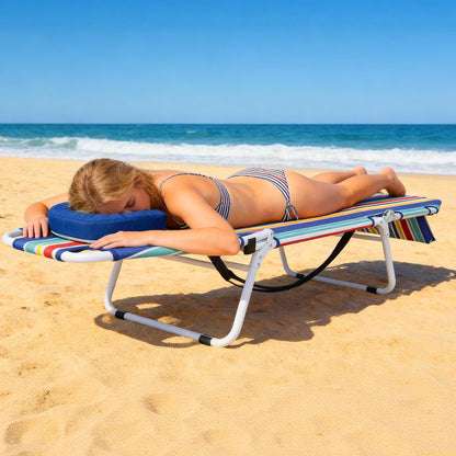 MOPHOTO Folding Lounge Chair 5-Position, Folding Cot, Portable Outdoor Chaise Lounge Chair for Sun Tanning, Perfect for Pool Beach Patio Sunbathing