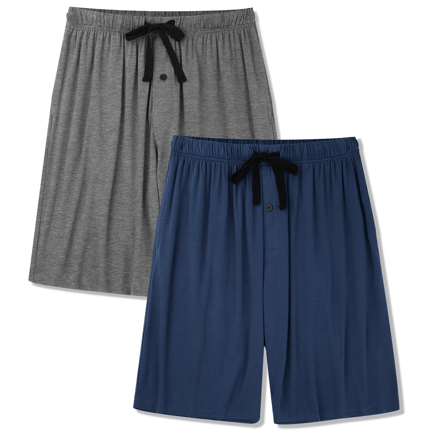 BAMBOO COOL Men's Pajama bottoms Lounge Sleep Shorts Soft Comfortable Breathable Pajamas Shorts with Pockets 2 Pack