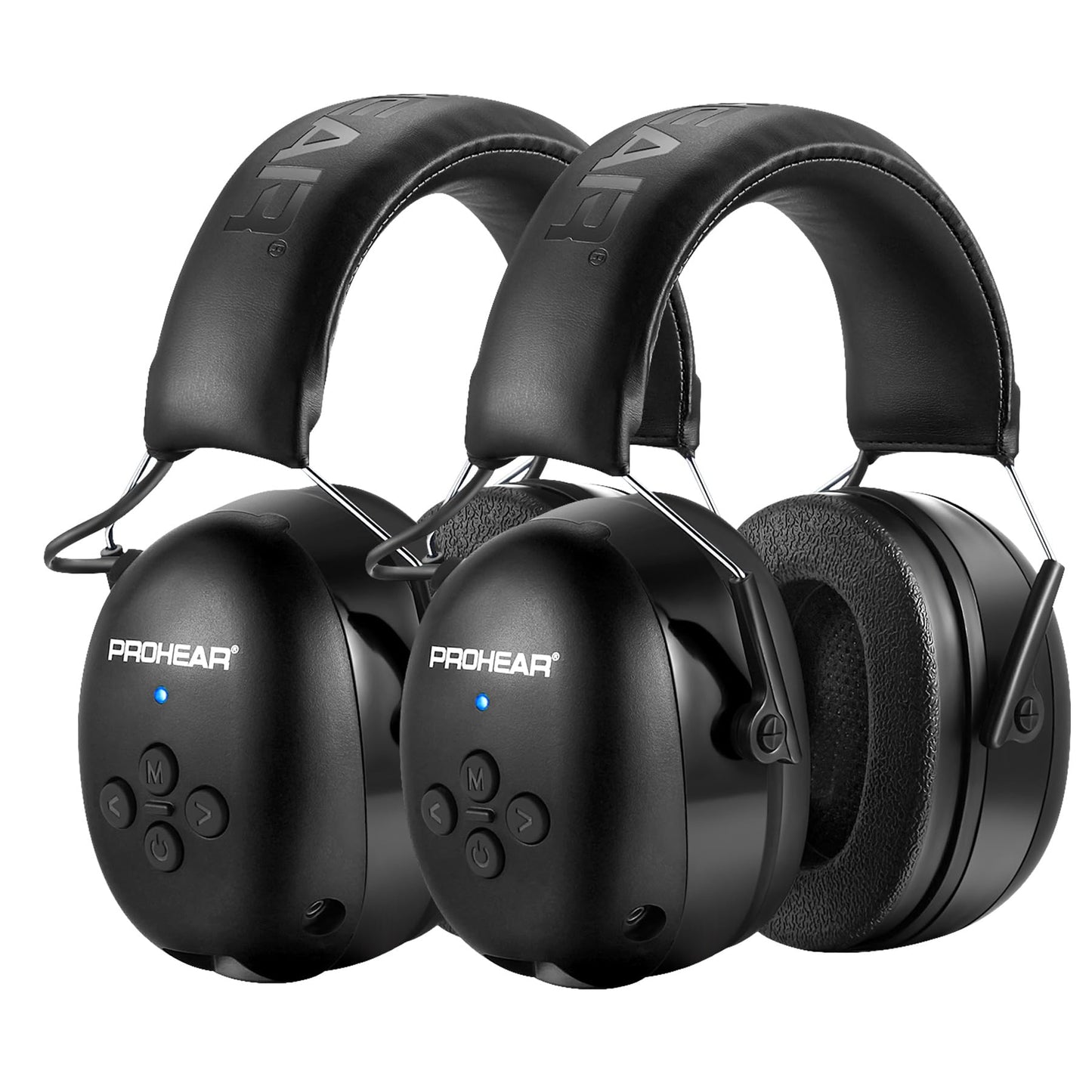 PROHEAR 037 Bluetooth 6.0 Hearing Protection Headphones with Rechargeable 1500mAh Battery, 30dB SNR Safety Noise Reduction Ear Muffs 120H Playtime for Mowing, Workshops, Snowblowing - Black