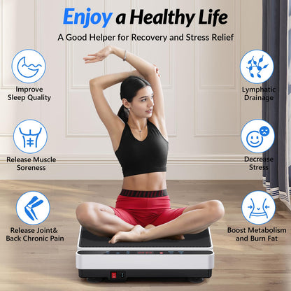 Vibration Plate Exercise Machine for Lymphatic Drainage, Full Body Shake Platform Board for Home Fitness, Fat Burning, 5 Program Modes and 99 Speed Levels