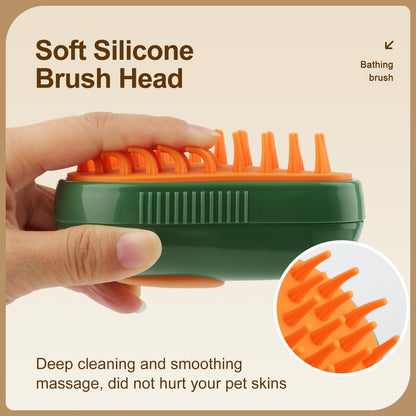 Cat Steam Brush, 3 In 1 Steamy Pet Brush, Silicone Massage Dog Hair Remover Comb, Spray Mist Grooming for Indoor Kittens (Mango Green)