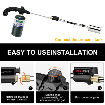 Sondiko Propane Torch Weed Burner, High Output Weed Torch Flamethrower, 30" Detachable Long Arm Heavy Duty Blow Torch For Garden, Wood, Ice, Snow, Melting(PROPANE TANK NOT INCLUDED)