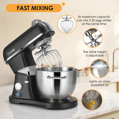 8.4QT Commercial Stand Mixer 800W with Aluminum Die Casting Meets the Standard of NSF/ANSI 8-2023, Mixers Kitchen Electric Stand Mixer with Stainless Steel 8L Bowl, Dough Hook, Whisk and Beater