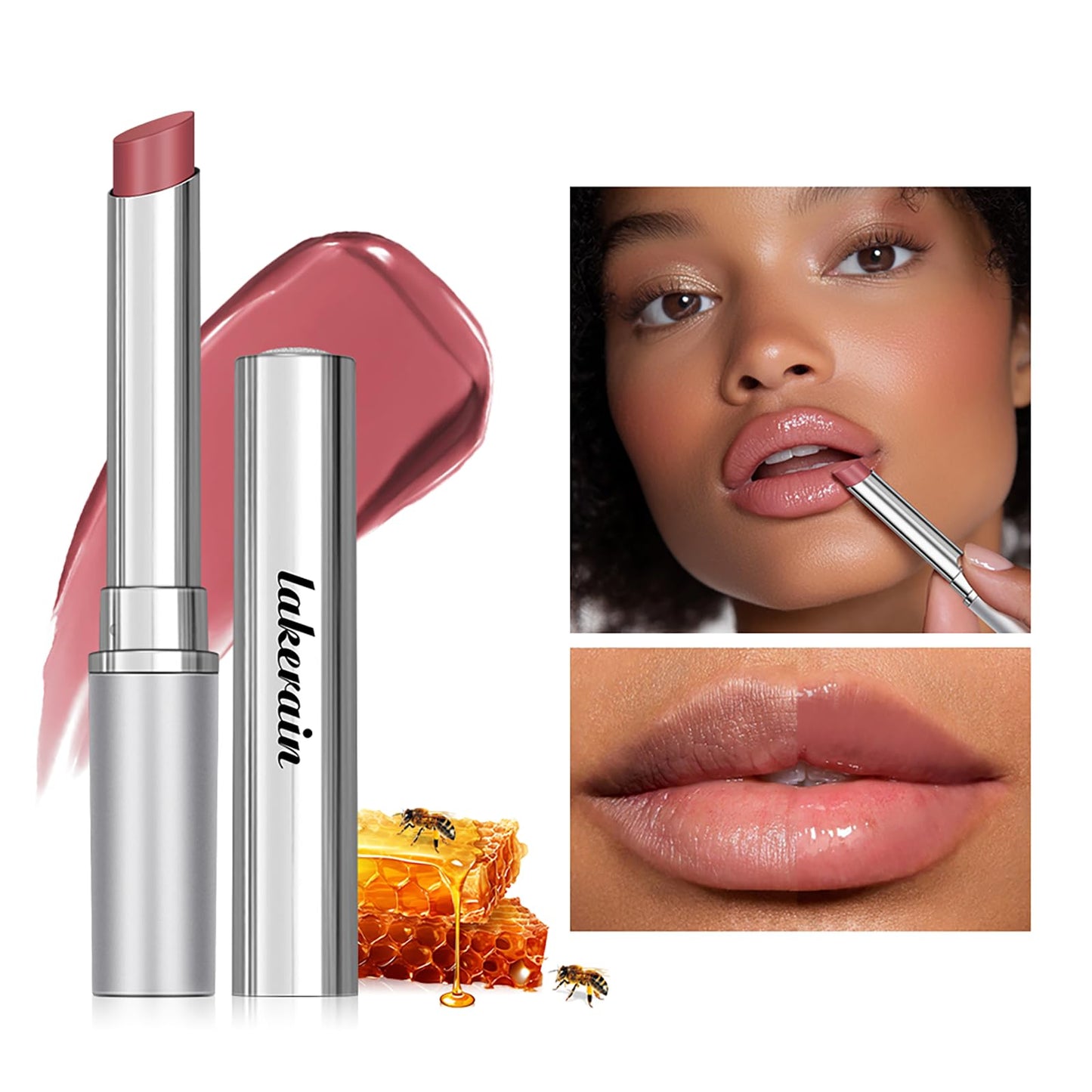 Honey Lipstick Tinted Lip Balm - Sheer Hydrating Lipstick for All Skin Tones - Moisturizing Lip Color, Nourishing Lip Balm with a Hint of Natural Black Cherry Tint